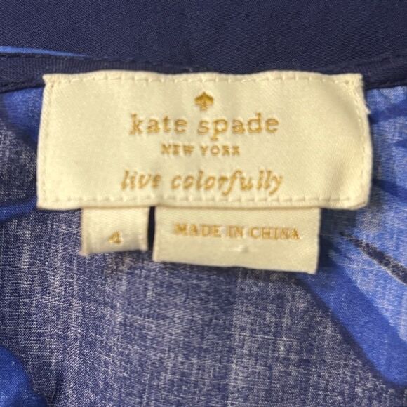 Kate Spade Hibiscus Ruffle V Neck Sleeveless Peplum Top - Picture 6 of 7